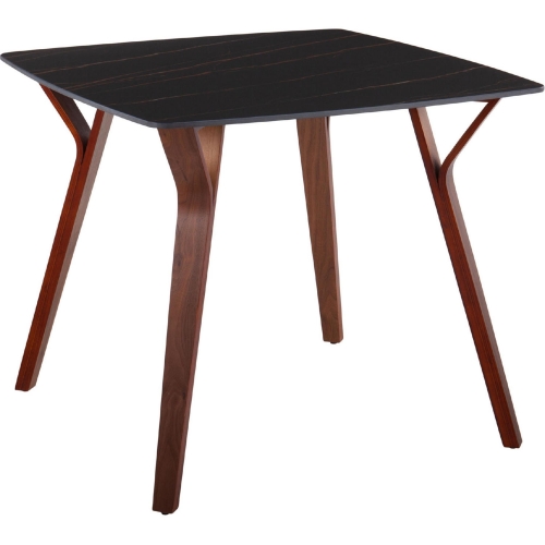 Folia 38" Dinette Table in Walnut Wood & Black Textured Marble